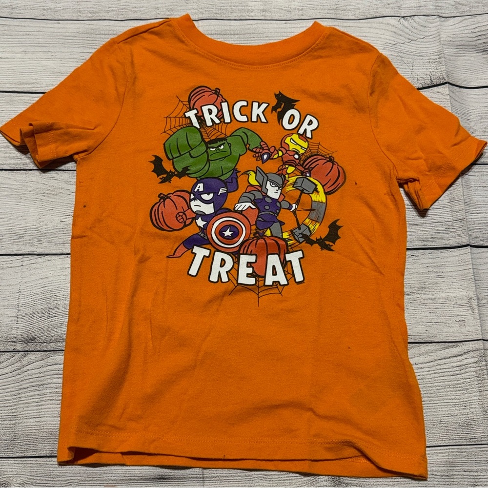 Old Navy Superhero Trick or Treat Orange Short Sleeve Shirt size 5T